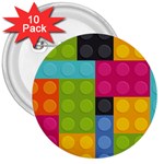 pink Building Blocks 3  Button (10 pack)