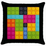 pink Building Blocks Throw Pillow Case (Black)