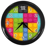 pink Building Blocks Wall Clock (Black)