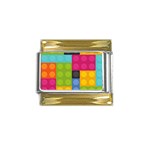 pink Building Blocks Gold Trim Italian Charm (9mm)