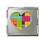 pink Building Blocks Mega Link Heart Italian Charm (18mm)