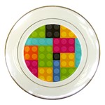 pink Building Blocks Porcelain Plate