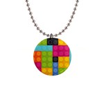 pink Building Blocks 1  Button Necklace