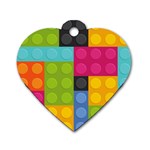 pink Building Blocks Dog Tag Heart (One Side)