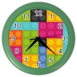 pink Building Blocks Color Wall Clock