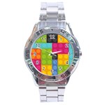 pink Building Blocks Stainless Steel Analogue Watch