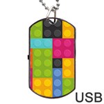 pink Building Blocks Dog Tag USB Flash (One Side)