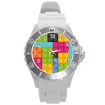 pink Building Blocks Round Plastic Sport Watch (L)