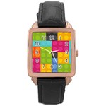 pink Building Blocks Rose Gold Leather Watch 