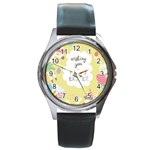 Easter Unicorn Round Metal Watch