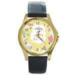 Easter Unicorn Round Gold Metal Watch