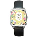 Easter Unicorn Square Metal Watch