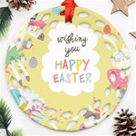 Easter Unicorn Round Filigree Ornament (Two Sides)