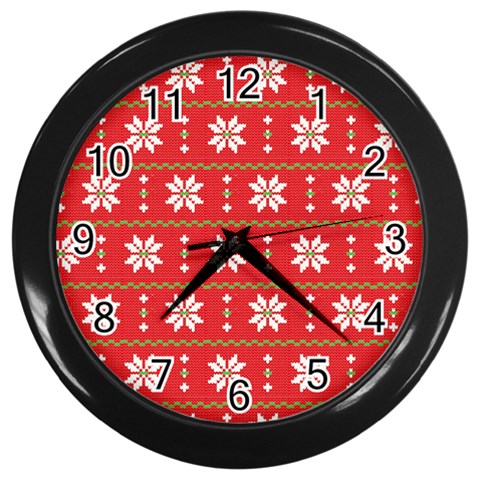 xmas0024 Wall Clock (Black) from ArtsNow.com Front