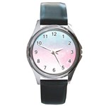 Watercolor Gradient Ombre Round Metal Watch