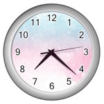 Watercolor Gradient Ombre Wall Clock (Silver)