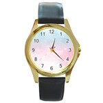 Watercolor Gradient Ombre Round Gold Metal Watch