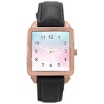 Watercolor Gradient Ombre Rose Gold Leather Watch 