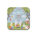 easter bunnies Rubber Coaster (Square)