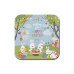 easter bunnies Rubber Square Coaster (4 pack)