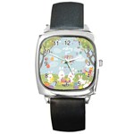 easter bunnies Square Metal Watch