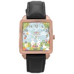 easter bunnies Rose Gold Leather Watch 