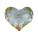 easter bunnies Standard 16  Premium Flano Heart Shape Cushion 