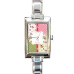 Shabby Chic Roses Rectangle Italian Charm Watch