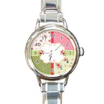 Shabby Chic Roses Round Italian Charm Watch