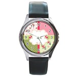 Shabby Chic Roses Round Metal Watch