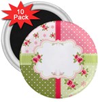 Shabby Chic Roses 3  Magnet (10 pack)