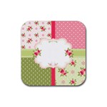 Shabby Chic Roses Rubber Coaster (Square)