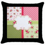 Shabby Chic Roses Throw Pillow Case (Black)