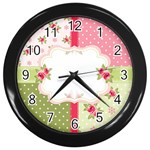 Shabby Chic Roses Wall Clock (Black)