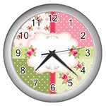 Shabby Chic Roses Wall Clock (Silver)