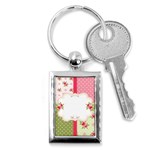 Shabby Chic Roses Key Chain (Rectangle)