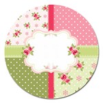 Shabby Chic Roses Magnet 5  (Round)