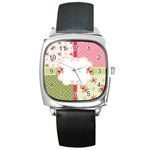 Shabby Chic Roses Square Metal Watch