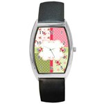 Shabby Chic Roses Barrel Style Metal Watch