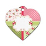 Shabby Chic Roses Dog Tag Heart (One Side)