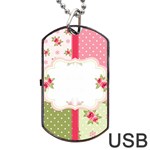 Shabby Chic Roses Dog Tag USB Flash (One Side)