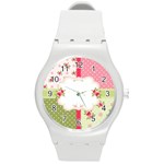 Shabby Chic Roses Round Plastic Sport Watch (M)