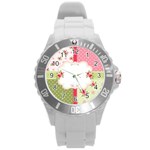 Shabby Chic Roses Round Plastic Sport Watch (L)