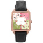 Shabby Chic Roses Rose Gold Leather Watch 