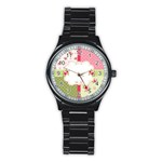 Shabby Chic Roses Stainless Steel Round Watch