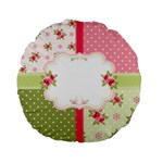 Shabby Chic Roses Standard 15  Premium Flano Round Cushion 