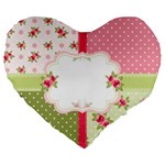 Shabby Chic Roses Large 19  Premium Flano Heart Shape Cushion