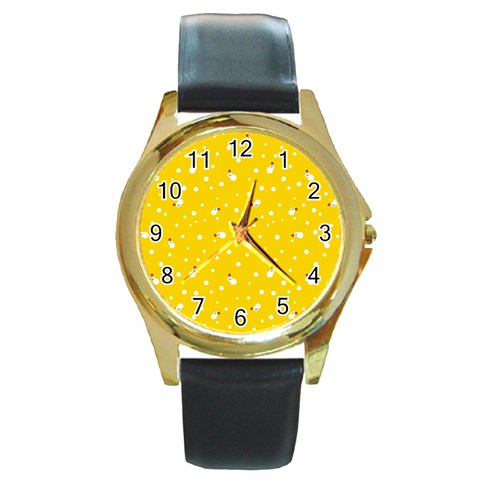 xmas0020 Round Gold Metal Watch from ArtsNow.com Front