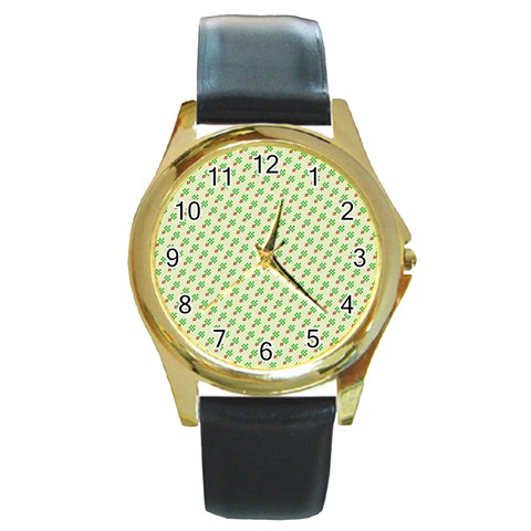 xmas0016 Round Gold Metal Watch from ArtsNow.com Front