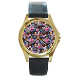 d20 Dice Round Gold Metal Watch